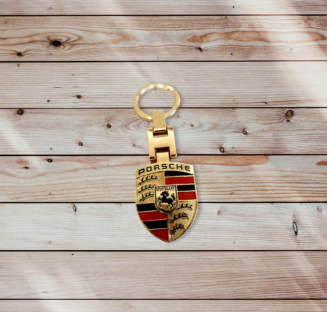 Porsche Car Keyring Gold look Key Fob - Image 3
