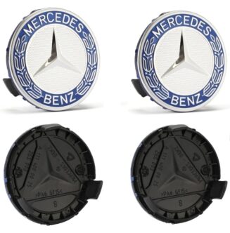 MERCEDES BENZ x 4 Alloy Wheel Centre Hub Caps 75mm BLUE - Image 2