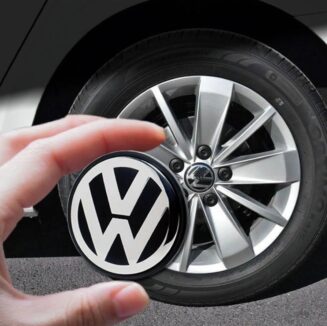 VW x 4 Alloy Wheel Centre Hub Caps 56mm BLACK / CHROME - Image 3