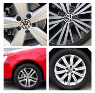 VW x 4 Alloy Wheel Centre Hub Caps 56mm BLACK / CHROME - Image 2