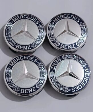 Mercedes Benz 4 x Alloy Wheels Centre Hub Caps DARK BLUE 75mm
