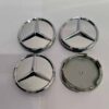 4 X SILVER Mercedes 60mm Outer, 55mm clips diameter Alloy Wheel Centre Hub Caps