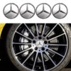 4 X SILVER Mercedes 60mm Outer, 55mm clips diameter Alloy Wheel Centre Hub Caps - Image 2