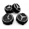 Mercedes Benz 4 x Alloy Wheel Raised Centre Caps AMG A B C E S Class 75mm BLACK - Image 4