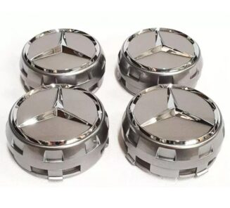 Mercedes Benz 4 x Alloy Wheel Raised Centre Caps AMG A B C E S Class 75mm GREY